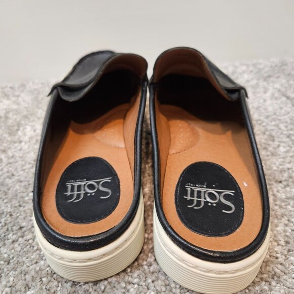 Sofft Woman Size 8.5 Leather Shay Summer Mules Black Comfort  Casual Worn Once - Picture 3 of 9